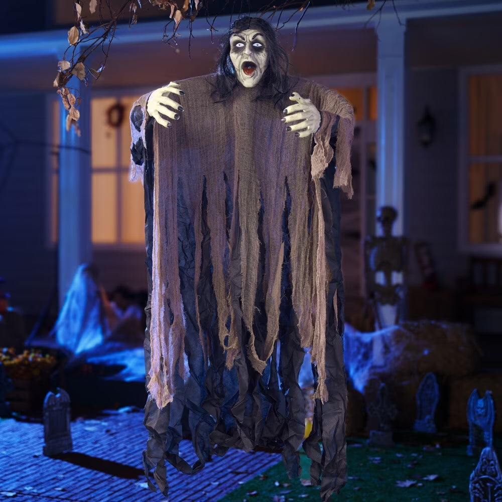 Halloween Decorations Outdoor,Zombie Groundbreaker with Green Face and Lighted Eyes for Graveyard,Outdoor Scary Halloween Yard Decorations,Haunted House Decorations