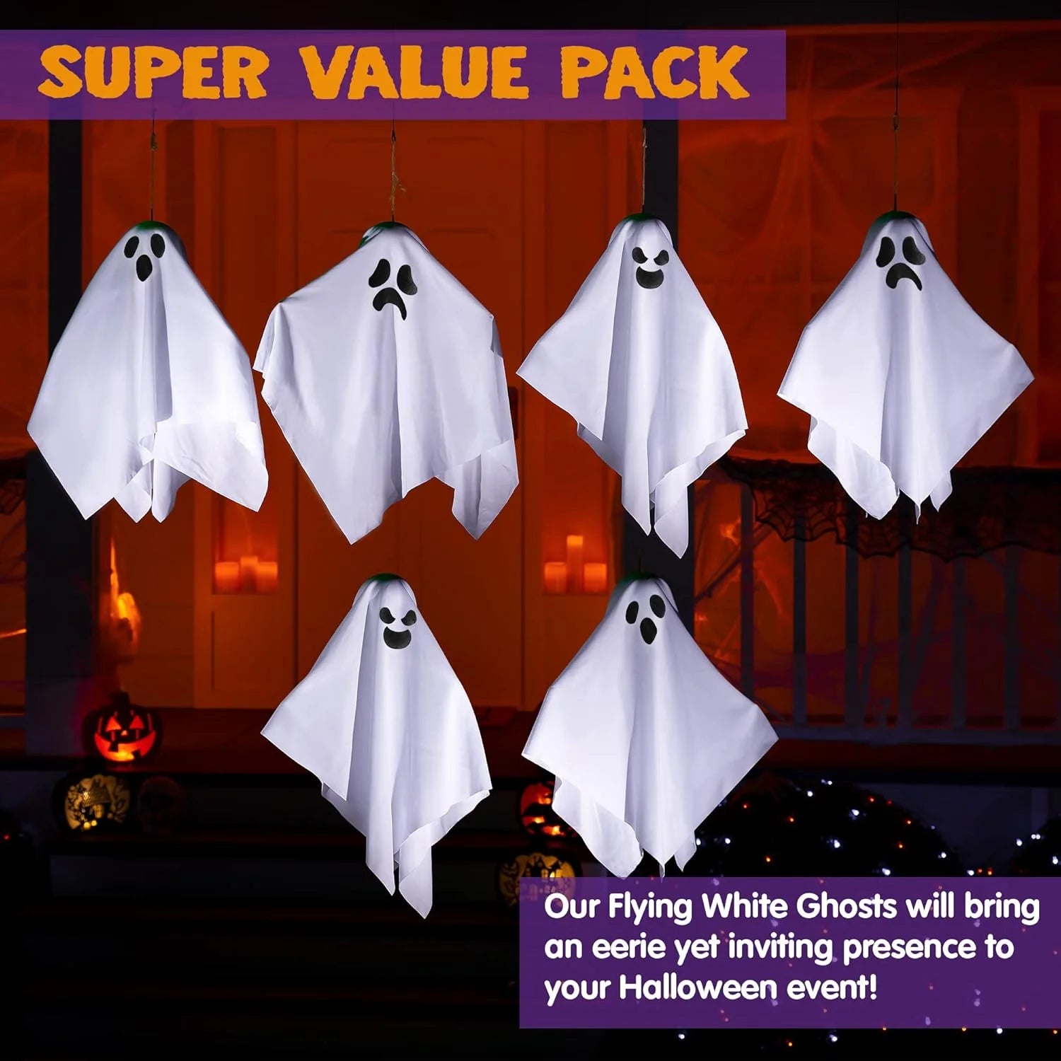 19.6 in Hanging Ghost Swarm – 6 Pack
