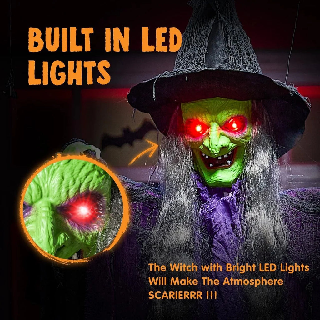 72″ Sound-Activated Hanging Witch