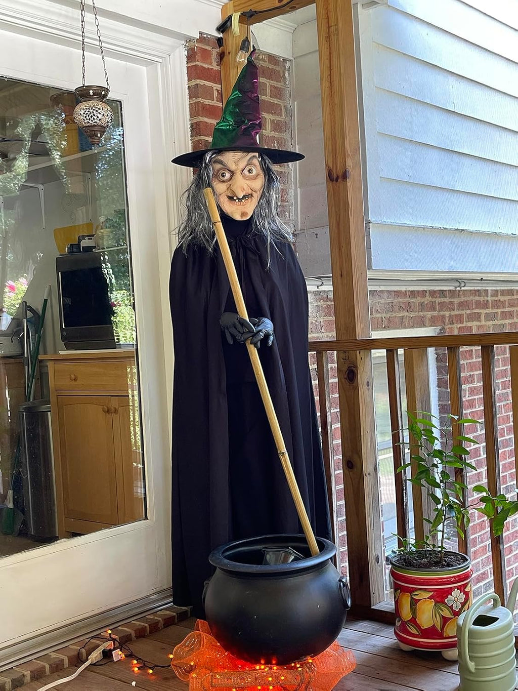 Old Witch Latex Mask with Gray Hair, Halloween Costume Mask for Adults