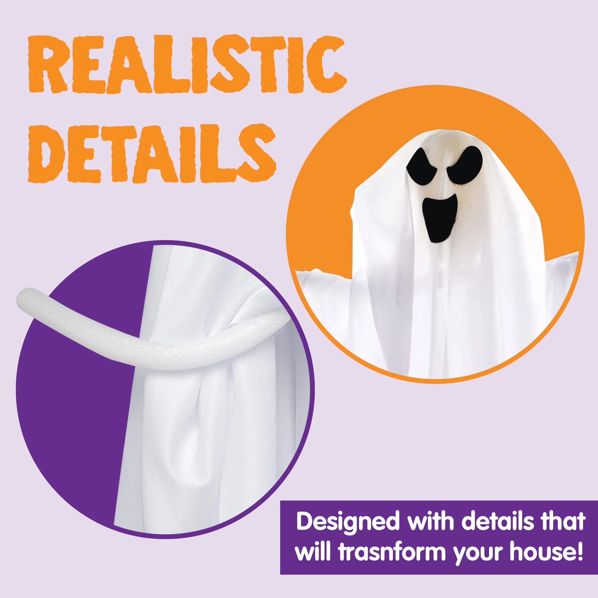 3 Pack Halloween Hanging Ghosts Decorations,27.5" Cute Scary Flying Ghosts Outdoor Hanging Halloween Decorations Yard Decorations