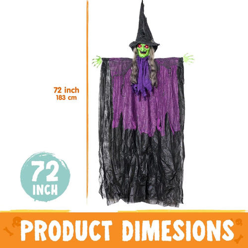 72″ Sound-Activated Hanging Witch