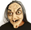 Old Witch Latex Mask with Gray Hair, Halloween Costume Mask for Adults