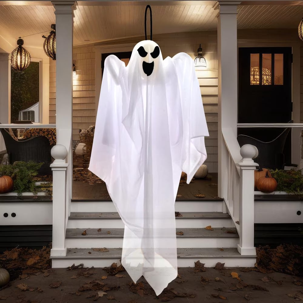Hanging Ghost Halloween Decorations Outdoor,27.5" Cute Flying Ghosts Outdoor Hanging Halloween Decorations Yard Decorations