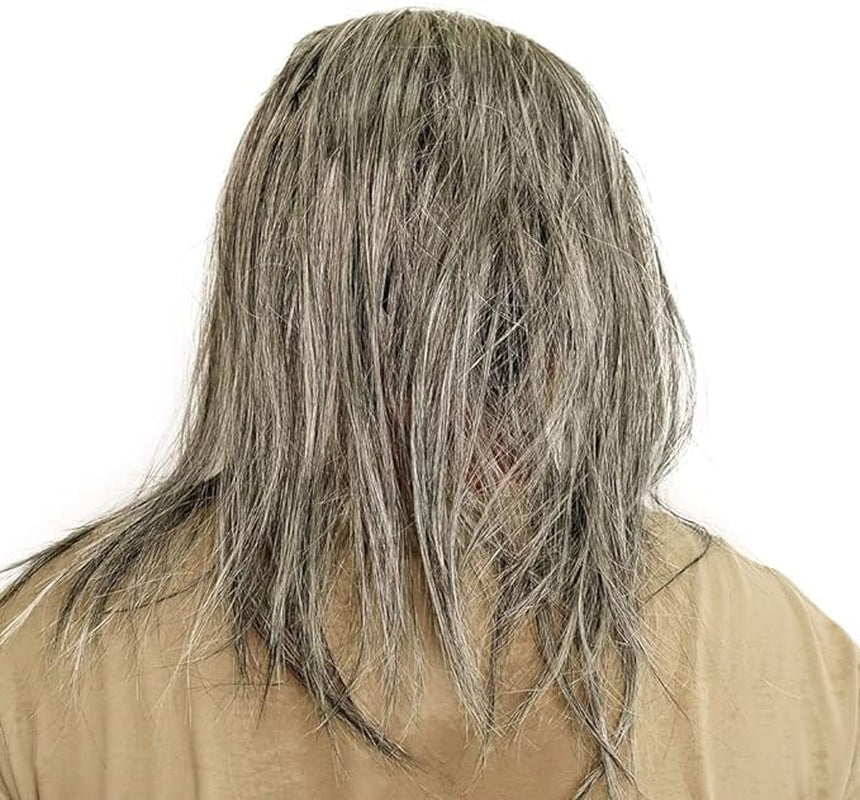 Old Witch Latex Mask with Gray Hair, Halloween Costume Mask for Adults